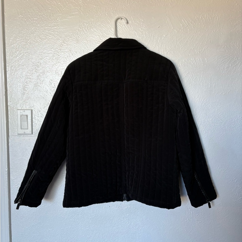 Braetan Black Quilted Women's Puffer Jacket with leather accents - Picture 2 of 11